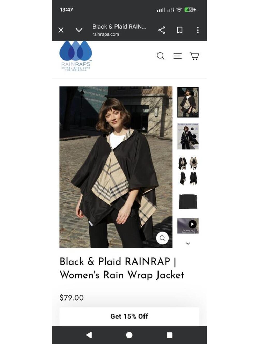Reversible Beige and Black Cape with Snap Button Closure